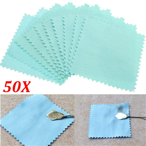 SEVENWELL 50pcs Pink Jewelry Cleaning Cloth 8cmx8cm and 2pcs Large Jewelry Polishing Cleaning Cloth 10inx12in for Sterling Silver Gold Platinum